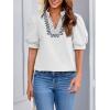 imageCicy Bell Womens Puff Short Sleeve Blouses Summer Casual Dressy Embroidered V Neck Tops Loose Fit Tee ShirtsWhite