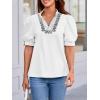 imageCicy Bell Womens Puff Short Sleeve Blouses Summer Casual Dressy Embroidered V Neck Tops Loose Fit Tee ShirtsWhite