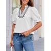imageCicy Bell Womens Puff Short Sleeve Blouses Summer Casual Dressy Embroidered V Neck Tops Loose Fit Tee ShirtsWhite