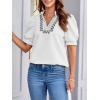 imageCicy Bell Womens Puff Short Sleeve Blouses Summer Casual Dressy Embroidered V Neck Tops Loose Fit Tee ShirtsWhite