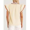 imageCicy Bell Womens Ruffle Color Block Tank Tops V Neck Dressy Casual Blouses Loose Fit Pleated Cotton ShirtsBeige