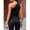 imageCicy Bell Womens Summer One Shoulder Tank Tops Slim Fit Asymmetrical Tops Split Hem Ruched Going Out Y2k ShirtsBlack