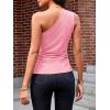 imageCicy Bell Womens Summer One Shoulder Tank Tops Slim Fit Asymmetrical Tops Split Hem Ruched Going Out Y2k ShirtsPink