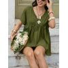 imageCicy Bell Womens Summer Peplum Tops Oversized Babydoll Short Sleeve V Neck T Shirts Casual Loose Pleated Swing BlouseArmy Green