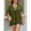 imageCicy Bell Womens Summer Peplum Tops Oversized Babydoll Short Sleeve V Neck T Shirts Casual Loose Pleated Swing BlouseArmy Green