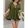 imageCicy Bell Womens Summer Peplum Tops Oversized Babydoll Short Sleeve V Neck T Shirts Casual Loose Pleated Swing BlouseArmy Green