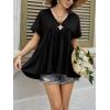 imageCicy Bell Womens Summer Peplum Tops Oversized Babydoll Short Sleeve V Neck T Shirts Casual Loose Pleated Swing BlouseBlack