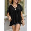 imageCicy Bell Womens Summer Peplum Tops Oversized Babydoll Short Sleeve V Neck T Shirts Casual Loose Pleated Swing BlouseBlack