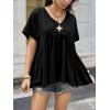 imageCicy Bell Womens Summer Peplum Tops Oversized Babydoll Short Sleeve V Neck T Shirts Casual Loose Pleated Swing BlouseBlack