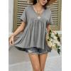 imageCicy Bell Womens Summer Peplum Tops Oversized Babydoll Short Sleeve V Neck T Shirts Casual Loose Pleated Swing BlouseGrey
