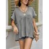imageCicy Bell Womens Summer Peplum Tops Oversized Babydoll Short Sleeve V Neck T Shirts Casual Loose Pleated Swing BlouseGrey