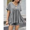 imageCicy Bell Womens Summer Peplum Tops Oversized Babydoll Short Sleeve V Neck T Shirts Casual Loose Pleated Swing BlouseGrey