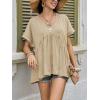imageCicy Bell Womens Summer Peplum Tops Oversized Babydoll Short Sleeve V Neck T Shirts Casual Loose Pleated Swing BlouseKhaki