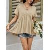 imageCicy Bell Womens Summer Peplum Tops Oversized Babydoll Short Sleeve V Neck T Shirts Casual Loose Pleated Swing BlouseKhaki