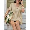 imageCicy Bell Womens Summer Peplum Tops Oversized Babydoll Short Sleeve V Neck T Shirts Casual Loose Pleated Swing BlouseKhaki