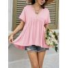 imageCicy Bell Womens Summer Peplum Tops Oversized Babydoll Short Sleeve V Neck T Shirts Casual Loose Pleated Swing BlouseLight Pink