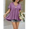 imageCicy Bell Womens Summer Peplum Tops Oversized Babydoll Short Sleeve V Neck T Shirts Casual Loose Pleated Swing BlousePurple