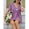 imageCicy Bell Womens Summer Peplum Tops Oversized Babydoll Short Sleeve V Neck T Shirts Casual Loose Pleated Swing BlousePurple