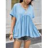 imageCicy Bell Womens Summer Peplum Tops Oversized Babydoll Short Sleeve V Neck T Shirts Casual Loose Pleated Swing BlouseSky Blue