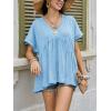 imageCicy Bell Womens Summer Peplum Tops Oversized Babydoll Short Sleeve V Neck T Shirts Casual Loose Pleated Swing BlouseSky Blue