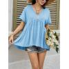 imageCicy Bell Womens Summer Peplum Tops Oversized Babydoll Short Sleeve V Neck T Shirts Casual Loose Pleated Swing BlouseSky Blue