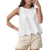 imageCicy Bell Womens Bubble Hem Silk Satin Cropped Tank Tops Summer Dressy Casual Sleeveless Shirts Crewneck Loose Fit BlousesWhite