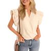 imageCicy Bell Womens Ruffle Cap Sleeve Tank Tops V Neck Dressy Casual Blouses Summer Sleeveless Cotton ShirtsBeige