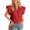 imageCicy Bell Womens Ruffle Cap Sleeve Tank Tops V Neck Dressy Casual Blouses Summer Sleeveless Cotton ShirtsRed