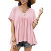 imageCicy Bell Womens Summer Peplum Tops Oversized Babydoll Short Sleeve V Neck T Shirts Casual Loose Pleated Swing BlouseLight Pink