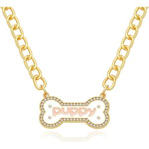 imageCicy Bell Pet Dogs Cats Bow Collars  Alloy Cute Fashion Dog Necklace with Dog Bone Charm for Small Medium  Adjustable Elegant Sweet Accessories Gift for Kitten PuppySmall