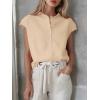 imageCicy Bell Womens Cap Sleeve Sweater Vest Lightweight Casual Knit Tank Tops Trendy Crew Neck Button CardigansBeige