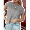 imageCicy Bell Womens Cap Sleeve Sweater Vest Lightweight Casual Knit Tank Tops Trendy Crew Neck Button CardigansGrey
