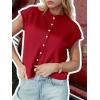 imageCicy Bell Womens Cap Sleeve Sweater Vest Lightweight Casual Knit Tank Tops Trendy Crew Neck Button CardigansRed