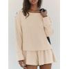 imageCicy Bell Womens Long Sleeve Romper Dress Casual Loose Fit Boat Neck One Piece Shorts Jumpsuits Fall OutfitsBeige