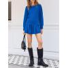imageCicy Bell Womens Long Sleeve Romper Dress Casual Loose Fit Boat Neck One Piece Shorts Jumpsuits Fall OutfitsBlue