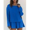 imageCicy Bell Womens Long Sleeve Romper Dress Casual Loose Fit Boat Neck One Piece Shorts Jumpsuits Fall OutfitsBlue