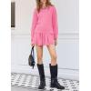 imageCicy Bell Womens Long Sleeve Romper Dress Casual Loose Fit Boat Neck One Piece Shorts Jumpsuits Fall OutfitsPink