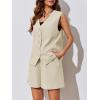 imageCicy Bell Womens Summer Blazer Vest 2 Piece Sets V Neck Sleeveless Button Down Waistcoat and High Waisted Work Suit Short Set