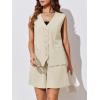 imageCicy Bell Womens Summer Blazer Vest 2 Piece Sets V Neck Sleeveless Button Down Waistcoat and High Waisted Work Suit Short Set