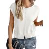 imageCicy Bell Womens Cap Sleeve Sweater Vest Lightweight Casual Knit Tank Tops Trendy Crew Neck Button CardigansWhite