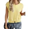 imageCicy Bell Womens Cap Sleeve Sweater Vest Lightweight Casual Knit Tank Tops Trendy Crew Neck Button CardigansYellow