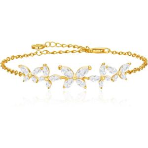 imageCicy Bell 18K Gold Plated Butterfly Bracelets for Women Trendy Adjustable Cubic Zirconia Bracelet Friendship Vacation Jewelry AccessoriesGold