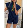 imageCicy Bell Womens 2 Piece Outfits Summer Color Block Tracksuits Quarter Zip Cap Sleeve Tops Elastic Waist Shorts Lounge SetsNavy