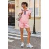 imageCicy Bell Womens 2 Piece Outfits Summer Color Block Tracksuits Quarter Zip Cap Sleeve Tops Elastic Waist Shorts Lounge SetsPink