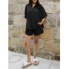 imageCicy Bell Womens 2 Piece Outfits Summer Pleated Button Down Shirts High Waisted Shorts Lounge Sets Black