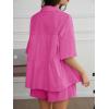 imageCicy Bell Womens 2 Piece Outfits Summer Pleated Button Down Shirts High Waisted Shorts Lounge Sets Bright Pink