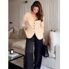 imageCicy Bell Womens Button Up Cardigan Sweaters Blazer Trendy Lightweight V Neck Long Sleeve Sweater Tops Cream