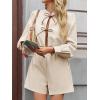 imageCicy Bell Womens Casual Short Rompers Cute Tie Front Long Lantern Sleeve Shorts Jumpsuits with Pockets 2025 Fall OutfitsBeige