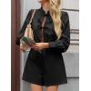 imageCicy Bell Womens Casual Short Rompers Cute Tie Front Long Lantern Sleeve Shorts Jumpsuits with Pockets 2025 Fall OutfitsBlack
