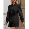 imageCicy Bell Womens Casual Short Rompers Cute Tie Front Long Lantern Sleeve Shorts Jumpsuits with Pockets 2025 Fall OutfitsBlack